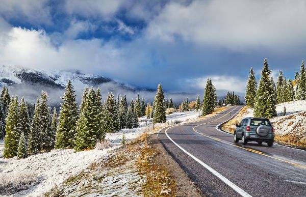 car driving in mountains