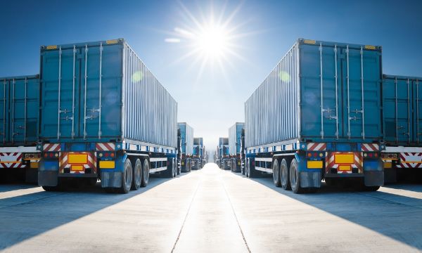 Diesel Trucks awaiting for a DOC cleaning service