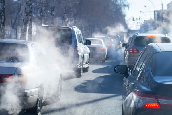 pollution from the exhaust of cars in the city