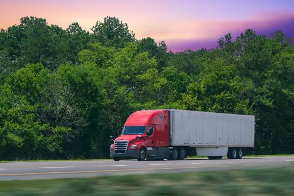 Powerful Diesel Truck on the Highway with improved performance
