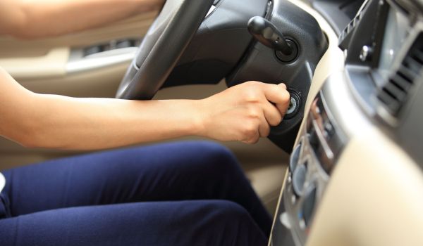 woman starting car
