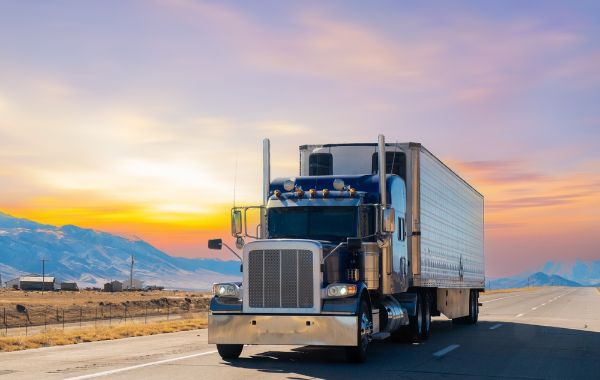 Semi Trucks on a Highway Road