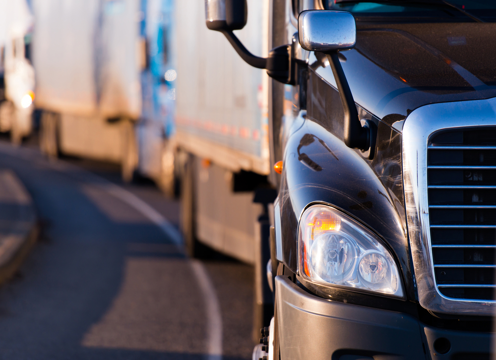 details of the front corner of a semi truck